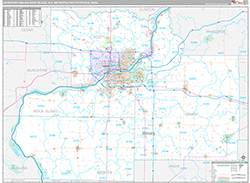 Davenport-Moline-Rock Island Metro Area Wall Map Premium Style 2026